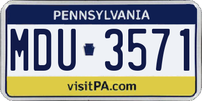 PA license plate MDU3571