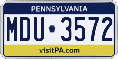 PA license plate MDU3572