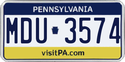 PA license plate MDU3574