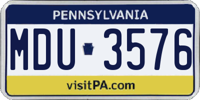 PA license plate MDU3576