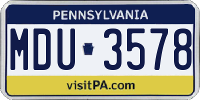 PA license plate MDU3578