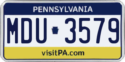 PA license plate MDU3579