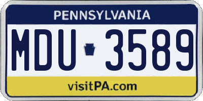 PA license plate MDU3589