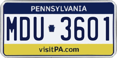 PA license plate MDU3601
