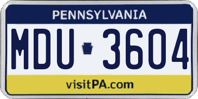 PA license plate MDU3604