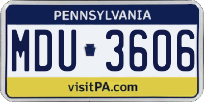PA license plate MDU3606