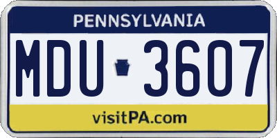 PA license plate MDU3607