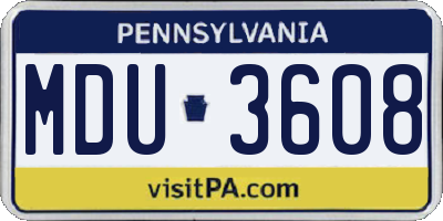 PA license plate MDU3608