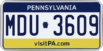 PA license plate MDU3609