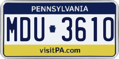 PA license plate MDU3610