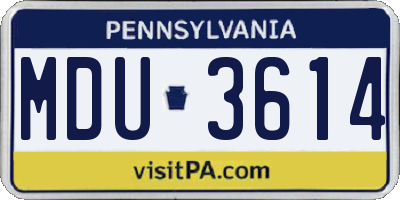 PA license plate MDU3614