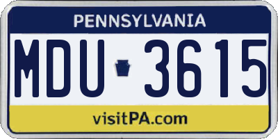PA license plate MDU3615