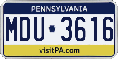 PA license plate MDU3616