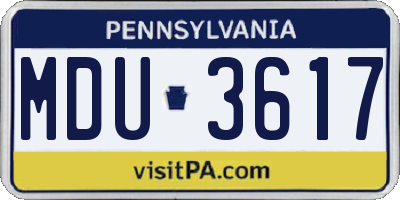PA license plate MDU3617