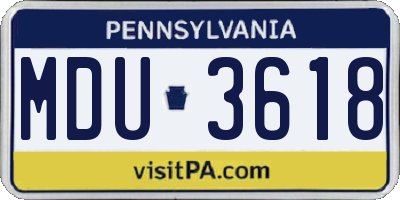 PA license plate MDU3618