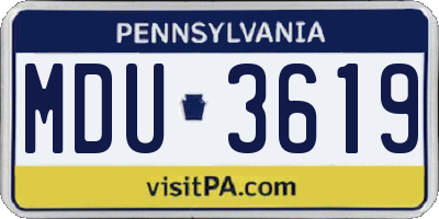 PA license plate MDU3619