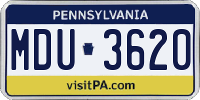 PA license plate MDU3620
