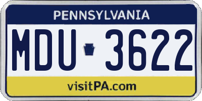 PA license plate MDU3622