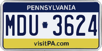 PA license plate MDU3624