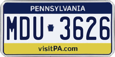 PA license plate MDU3626