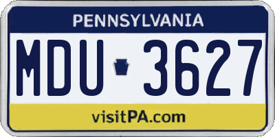 PA license plate MDU3627
