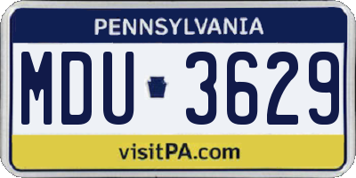 PA license plate MDU3629