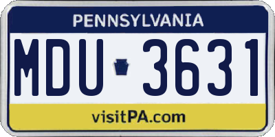 PA license plate MDU3631