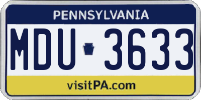 PA license plate MDU3633