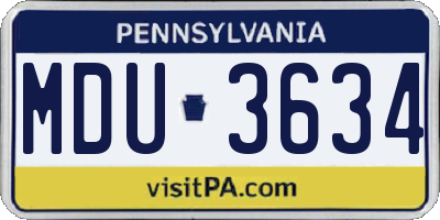 PA license plate MDU3634
