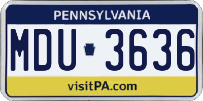 PA license plate MDU3636