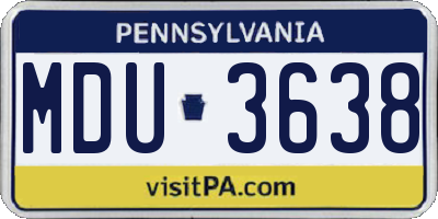 PA license plate MDU3638