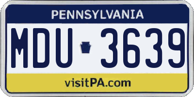 PA license plate MDU3639