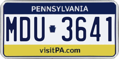 PA license plate MDU3641