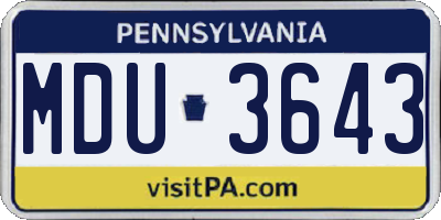 PA license plate MDU3643