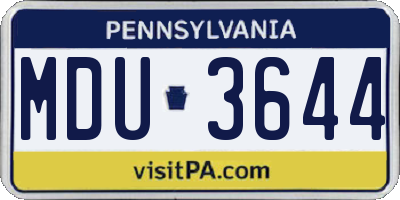 PA license plate MDU3644