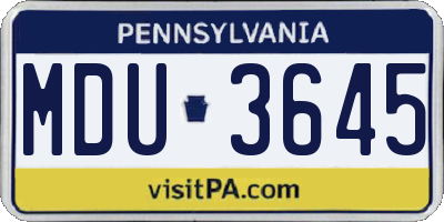 PA license plate MDU3645