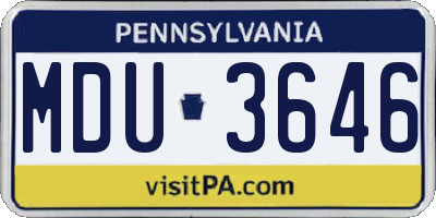 PA license plate MDU3646