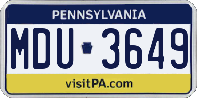 PA license plate MDU3649