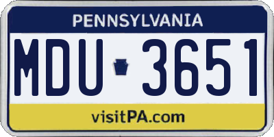 PA license plate MDU3651