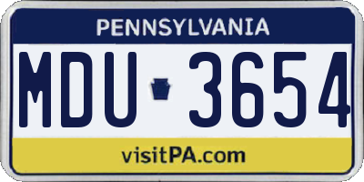 PA license plate MDU3654