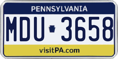PA license plate MDU3658