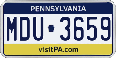 PA license plate MDU3659