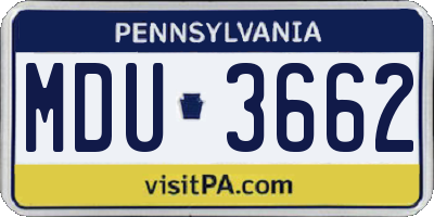 PA license plate MDU3662