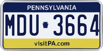 PA license plate MDU3664