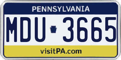 PA license plate MDU3665