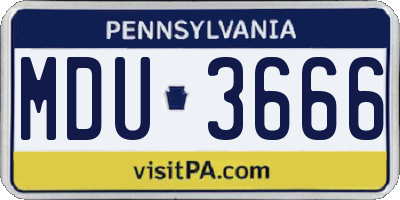 PA license plate MDU3666