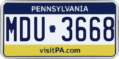 PA license plate MDU3668
