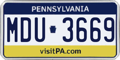 PA license plate MDU3669