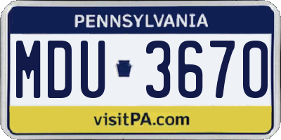 PA license plate MDU3670