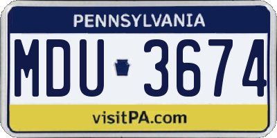 PA license plate MDU3674
